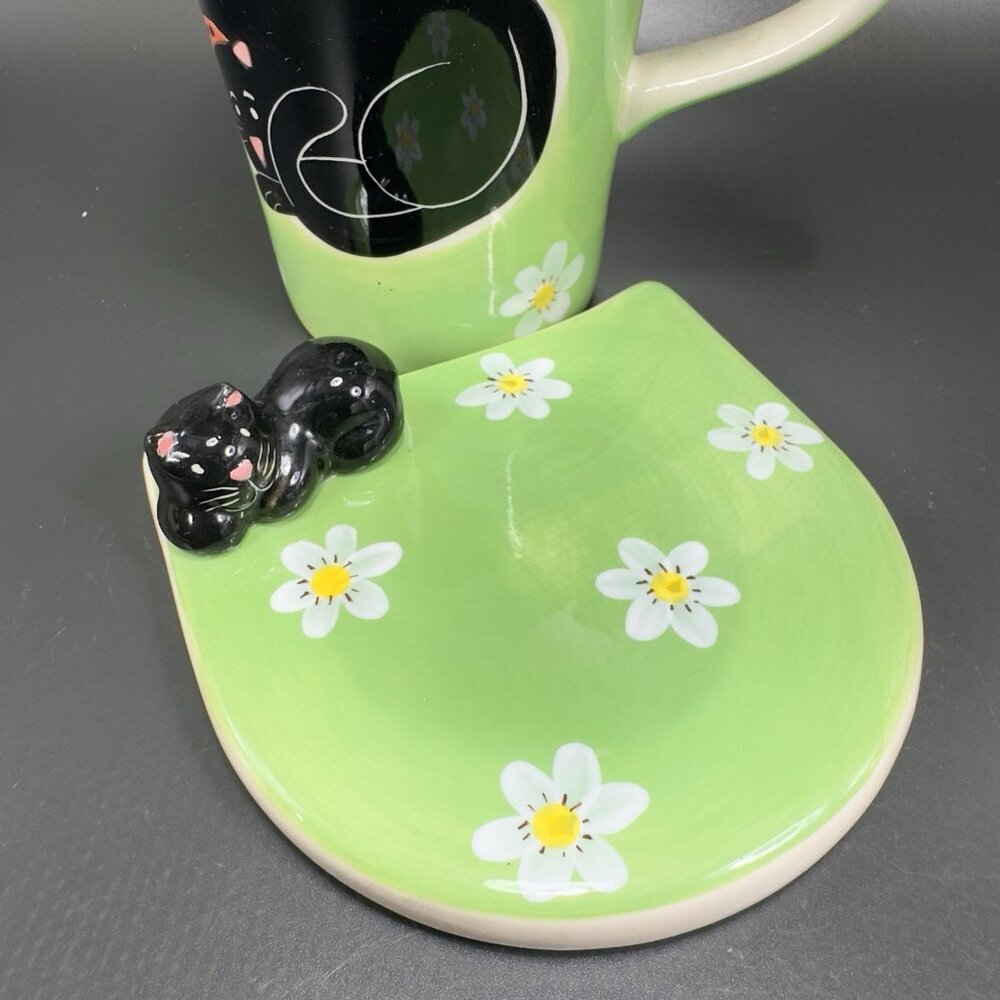 Herman Dodge & Son Homestead Collection Ceramic Kitty Cat Coffee Mug Cup Coaster - Picture 6 of 14